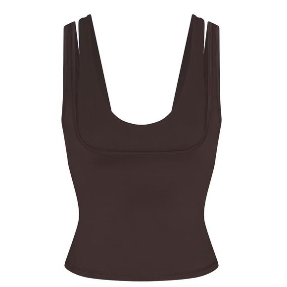 SKIMS Tops - Skims Matte Double Strap Scoop Tank TP-TNK-10540W Dark Sepia Small
